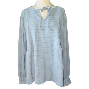 Lee blouse long sleeves w/buttons pullover stripes loose fit keyhole Sz XL NWT